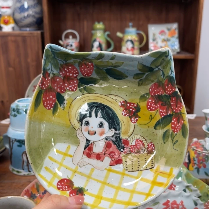 瓦当景德镇釉下手绘陶瓷。