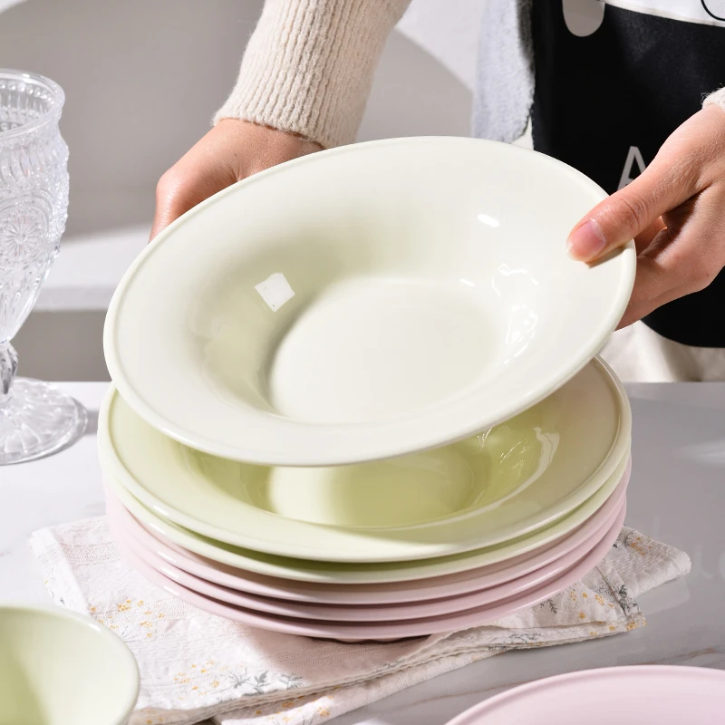 【陶园春】雅枫6个装7英寸盘创意网红家用欧式宽边深盘