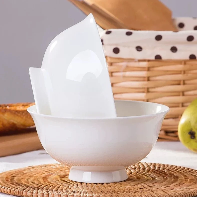 【陶园春】纯白新骨瓷4.5英寸高脚碗10个装简约白瓷轻奢沙拉碗