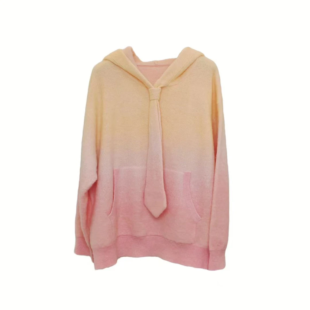 【晨曦】秋冬季新品渐变彩色领带毛衣女奶呼呼软糯慵懒风上衣.Y7070