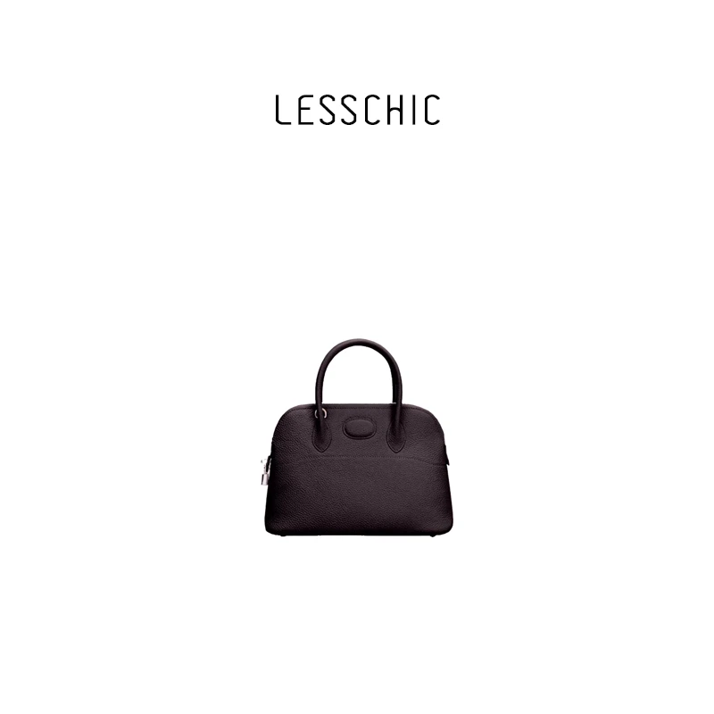LESSCHIC 【福宝马鞍贝壳】手缝蜡线 原厂皮大号贝壳包