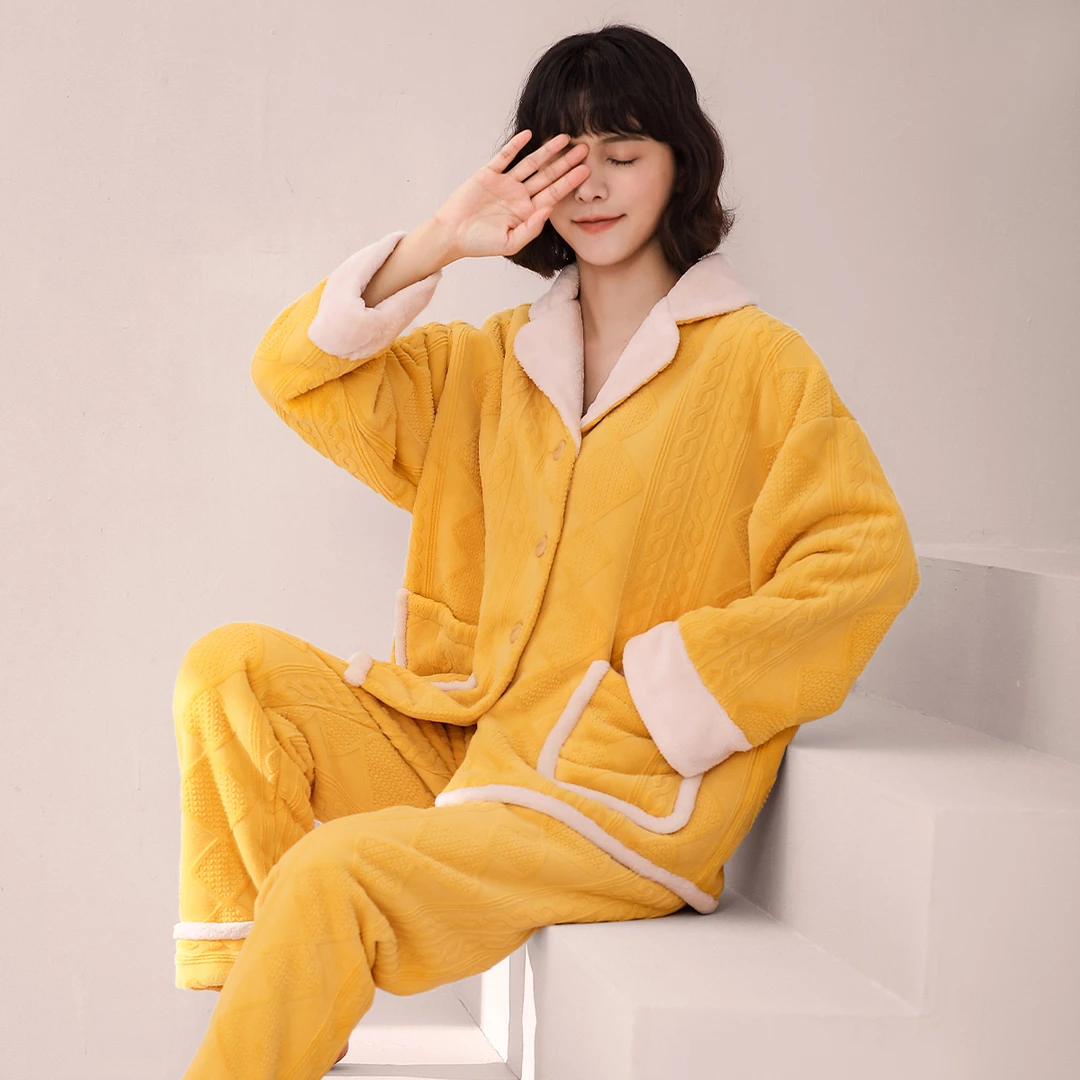 安之伴【专享】冬季新款家居服套装女士双层加绒厚睡衣 82141321384