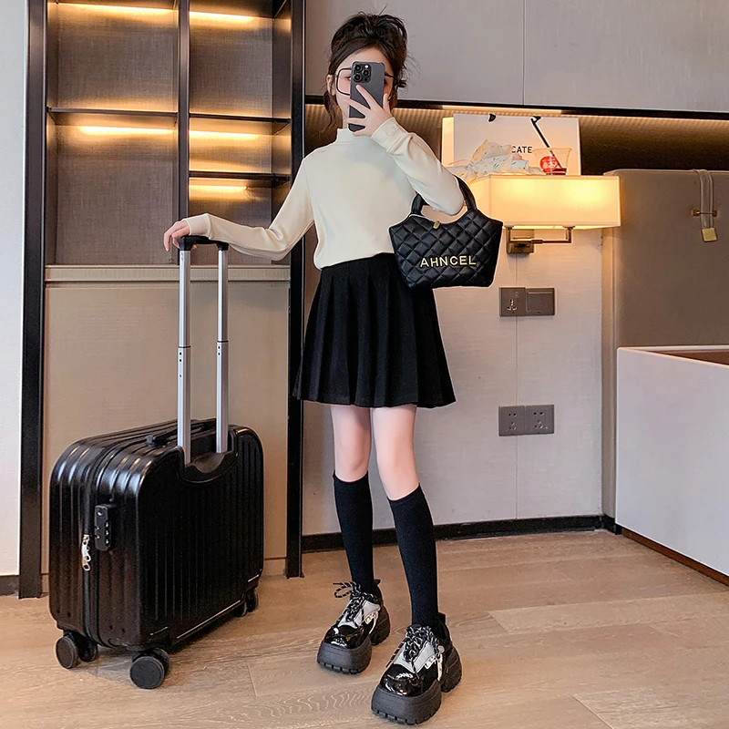 女童打底衫秋冬装2023新款儿童秋冬季韩版时尚长袖t恤洋气上衣