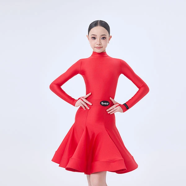 拉丁舞服儿童少儿高领分体鱼骨规定服夏季分体考试比赛服装7001