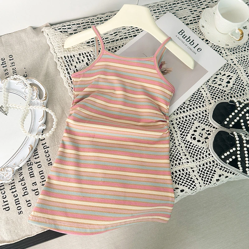 女童夏装儿童夏季条纹连衣裙中小童背心吊带裙女宝洋气时尚夏款