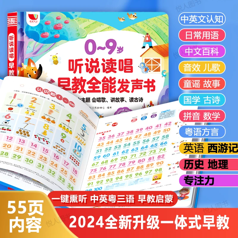 青葫芦24年新版0-9岁儿童早教启蒙儿歌+故事+古诗+点读机书幼儿园