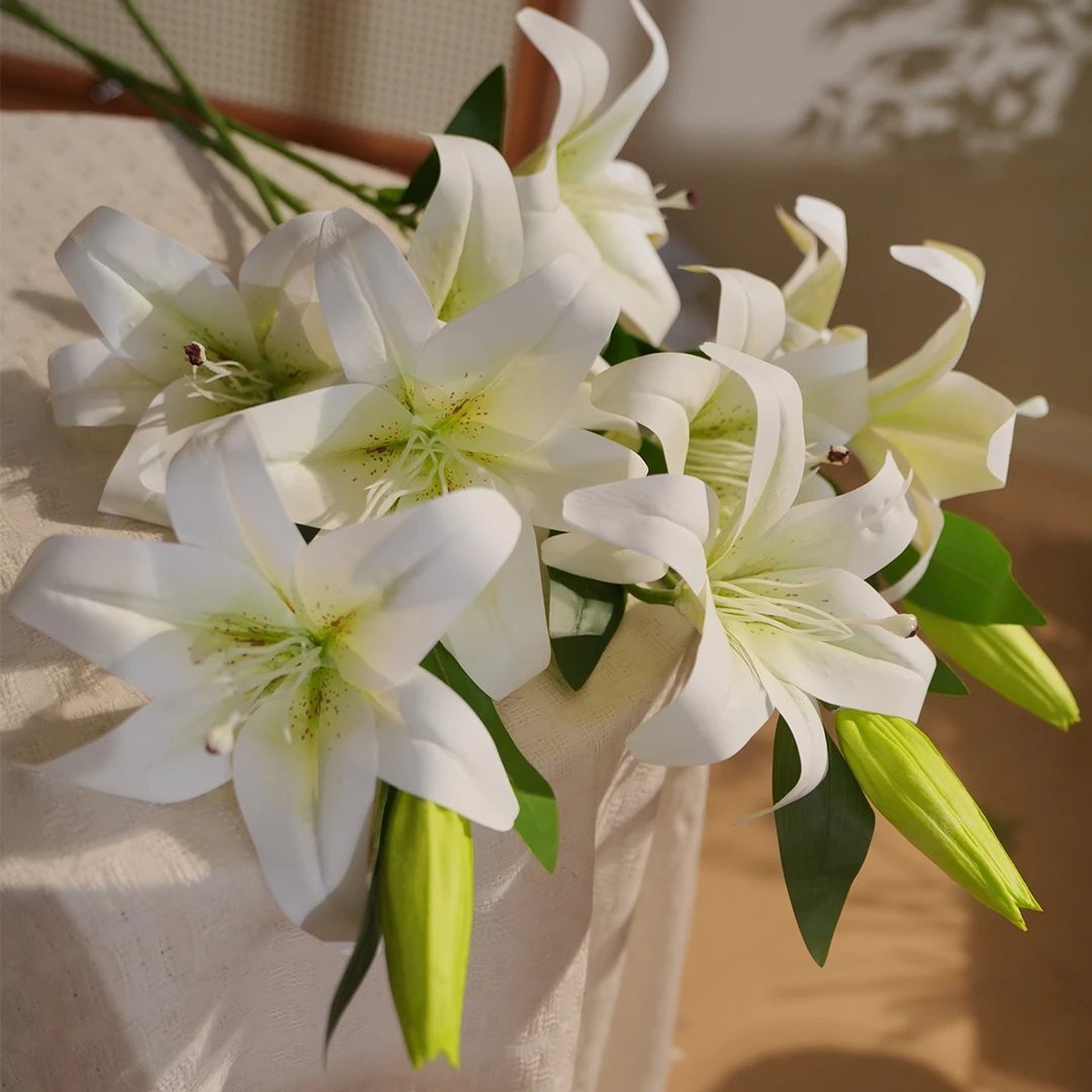 百合花 4头超大支 仿真花 假花客厅花 清仓