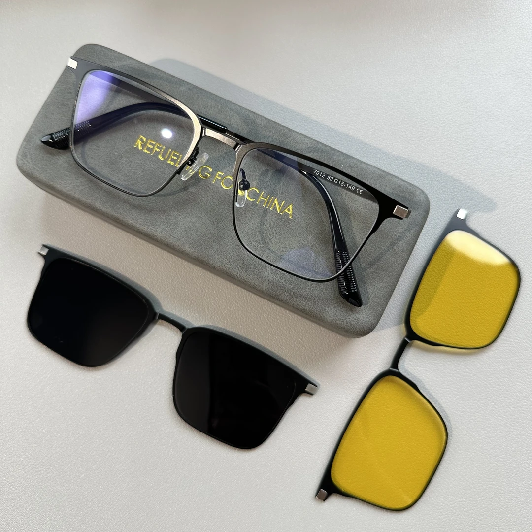 新款超轻三合一磁吸近视男半框偏光太阳镜大框可配度数近视镜架女