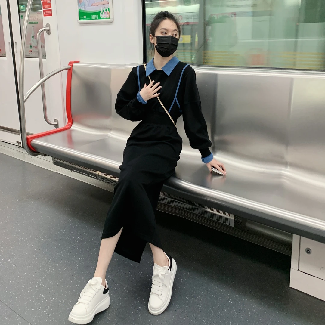 时尚拼接2025设计气质穿搭新款高级感遮肉显瘦遮肚子爆款连衣裙春