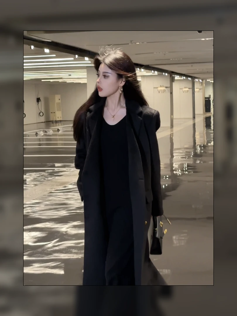 【Luis璐】巴黎夜未晚 省心穿搭韩系气质中长款羊毛大衣4DWDD7811