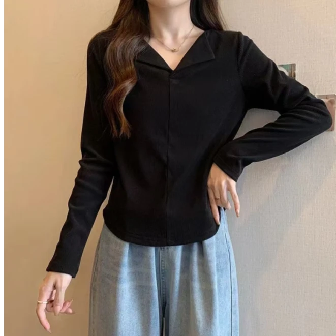 胖MM风32大码秋冬显瘦女款设计感百搭打底正肩长袖T恤纸片人上衣
