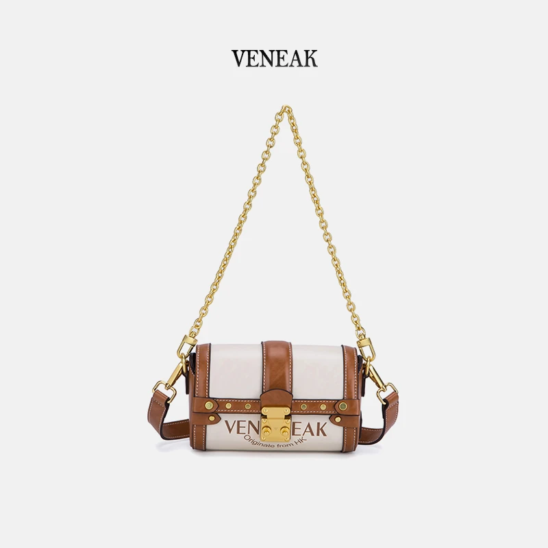 VENEAK维尼纳克新款肩包复古链条圆筒小巧经典时尚小众斜挎芭比龙