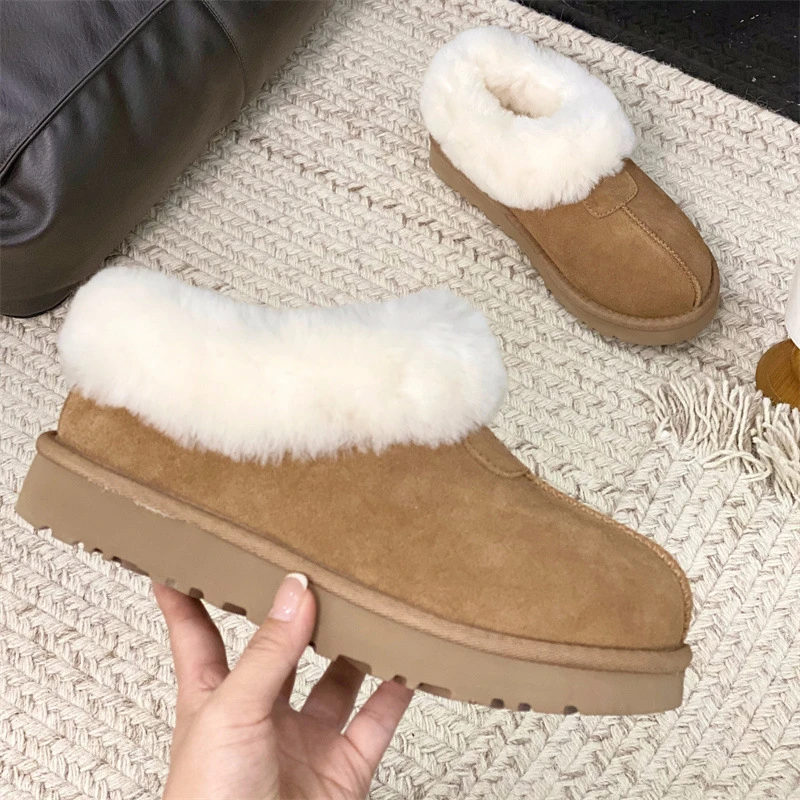 桑坡雪地靴短筒塔茨特tazz加绒加厚雪地鞋羊皮毛一体