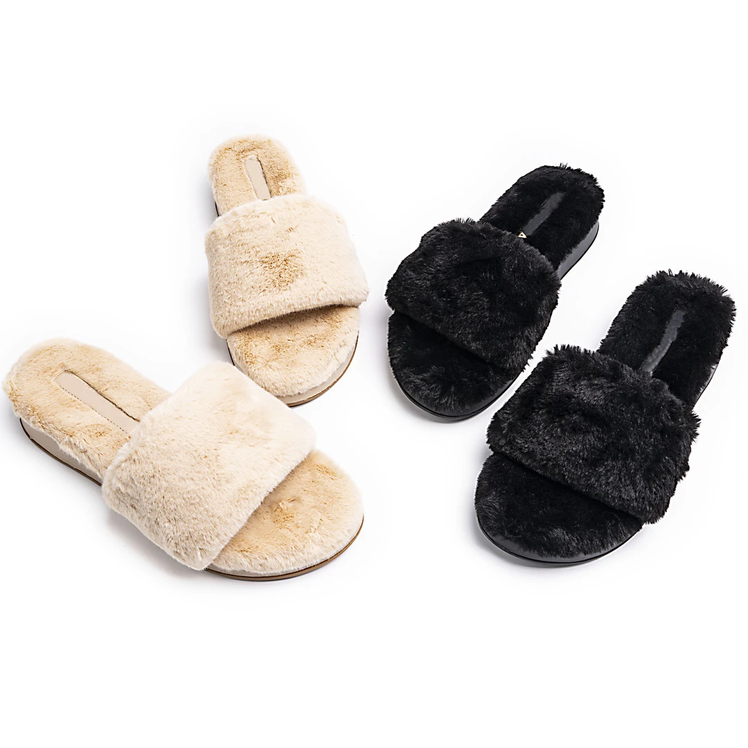 韩版居家拖鞋网红时尚休闲外穿厚底平底毛拖 CA-0436