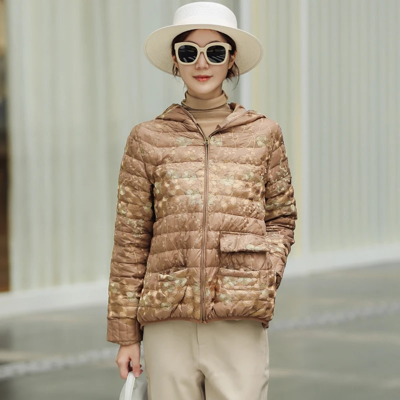 拜占庭的森林短款外套女秋冬新款时尚高级感连帽保暖白鸭绒羽绒服