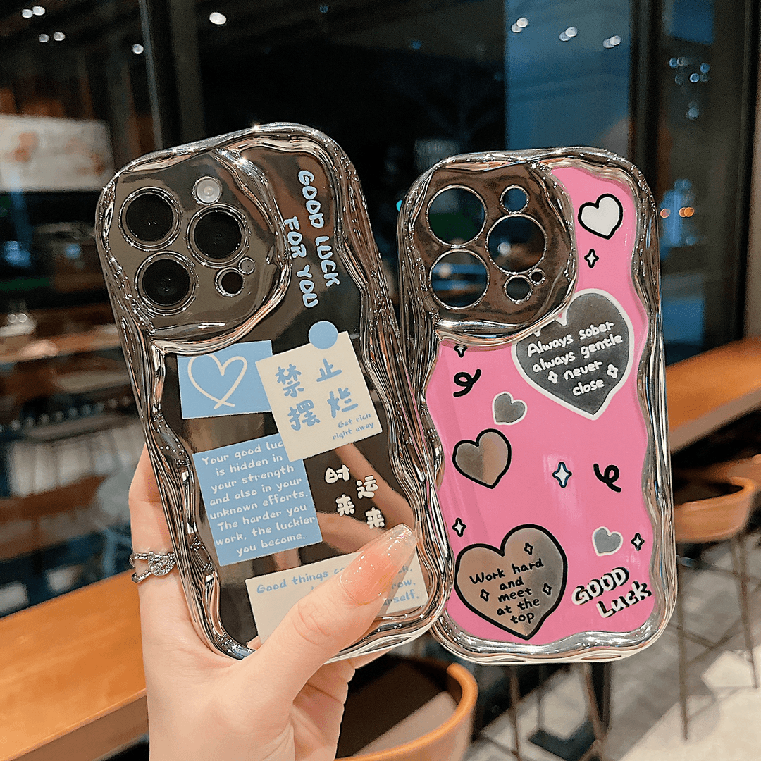 适用苹果华为VIVO小米OPPO系列iPhone15新款手机壳曲边纹爱心防摔