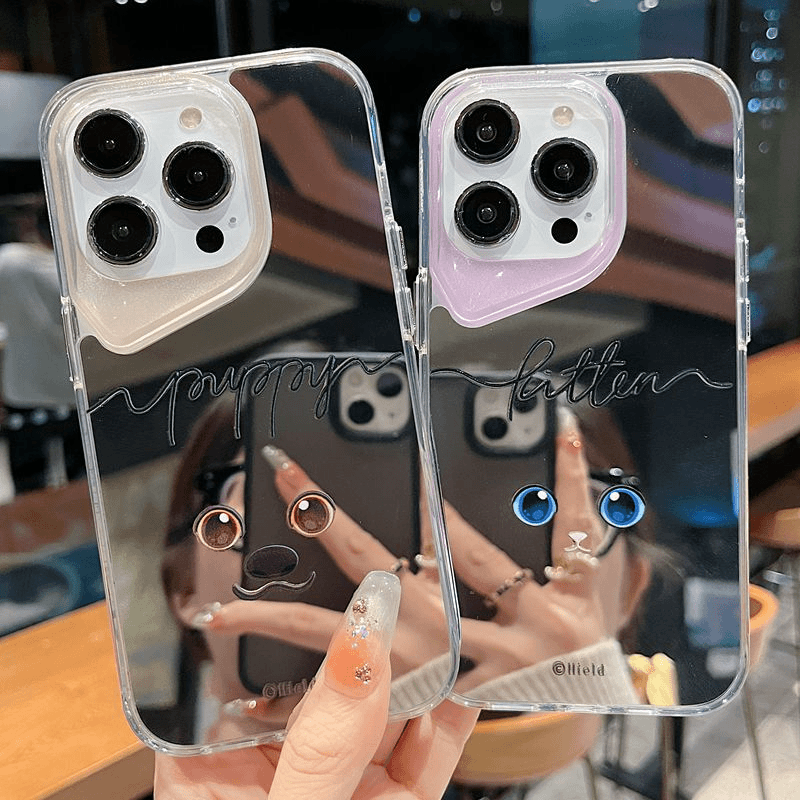 适用苹果系列iPhone15新款手机壳女款高级ins风斜框黄框英文眼睛