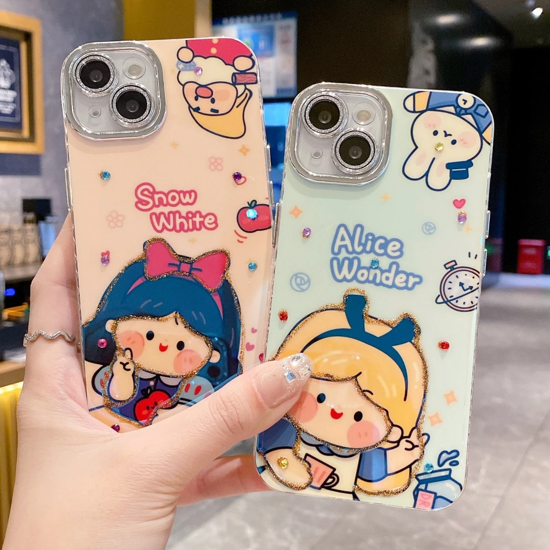 适用苹果系列iPhone15新款手机壳全包镜头可爱白雪公主创意防摔14