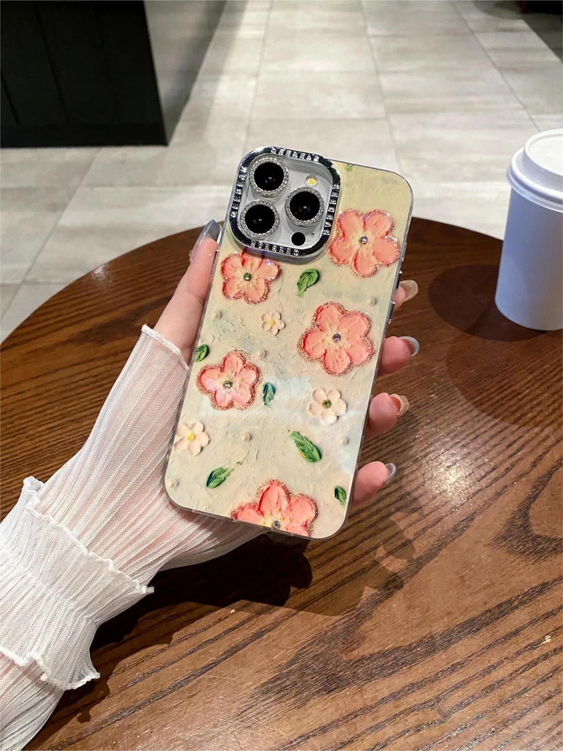 适用苹果系列iPhone15新款手机壳ins网红女款小清新小碎花防摔壳