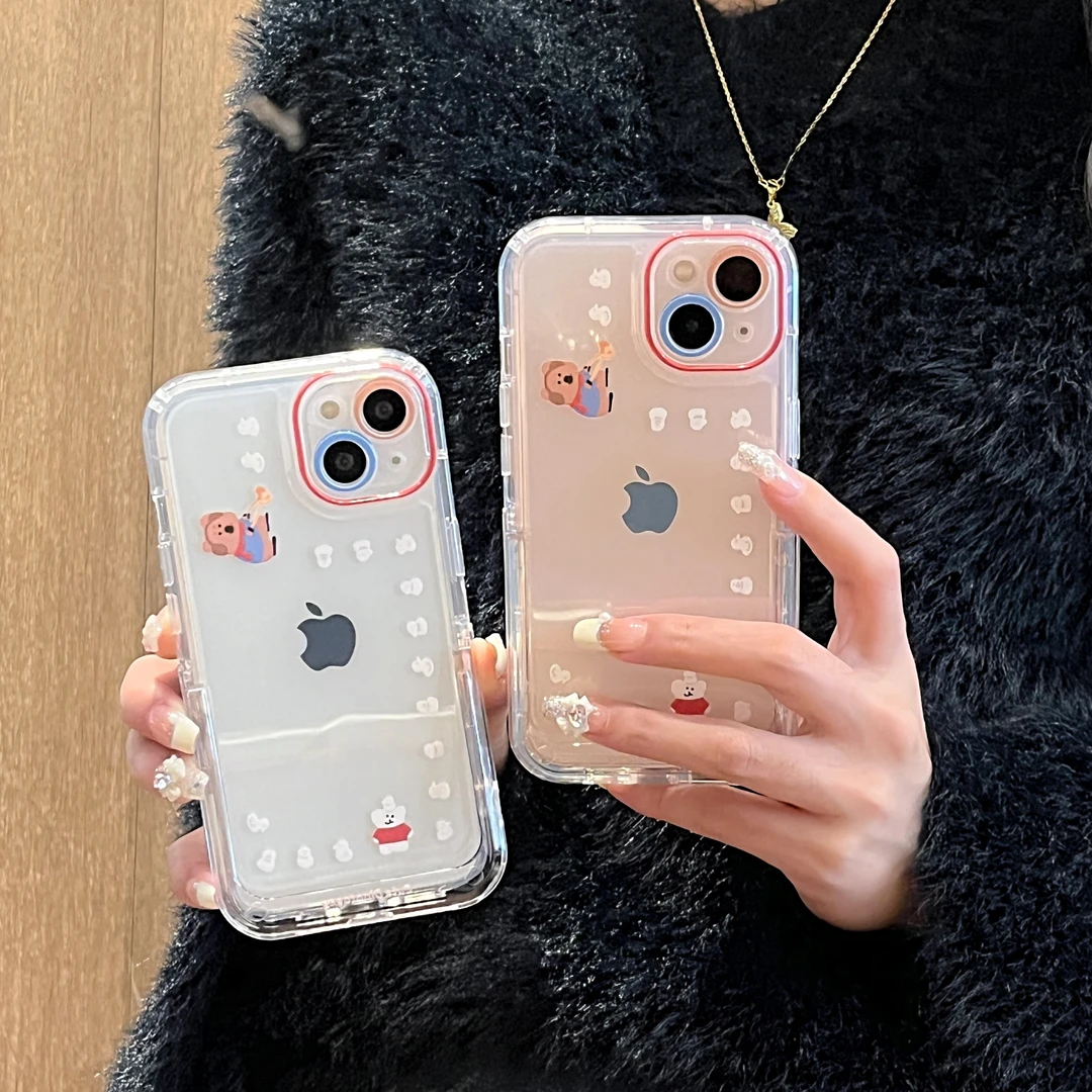 适用苹果系列iPhone14新款手机壳14/13/12个性文字隐形支架雪人