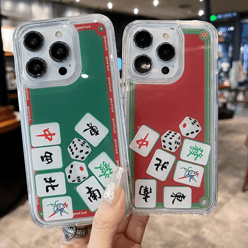 适用苹果系列iPhone15新款手机壳网红个性创意趣味流动积木麻将