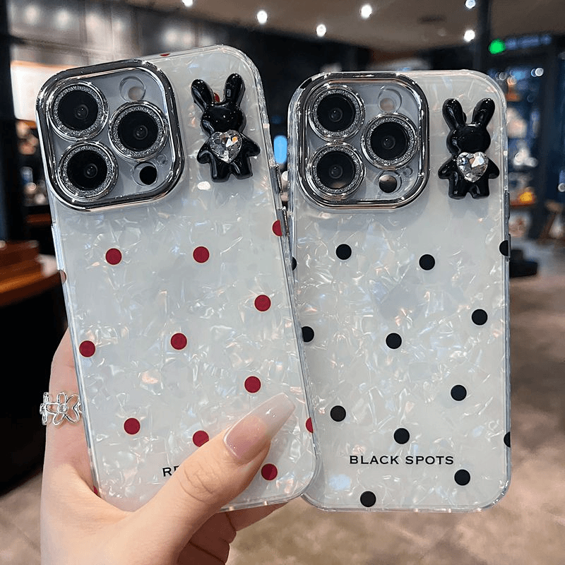 适用苹果系列iPhone15新款手机壳高级小清新贝壳纹红波点全包防摔