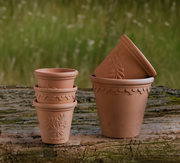 25cm*23cm红陶花盆浮雕透气花盆花盆多肉红色中温陶土陶瓷花盆