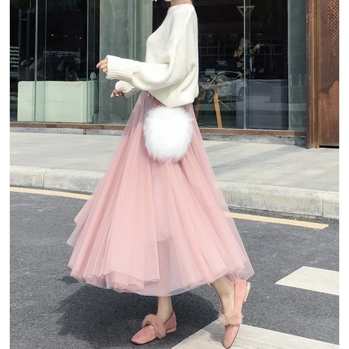 【301-350】 万晴女装时尚气质半身纱纱裙小众温柔风