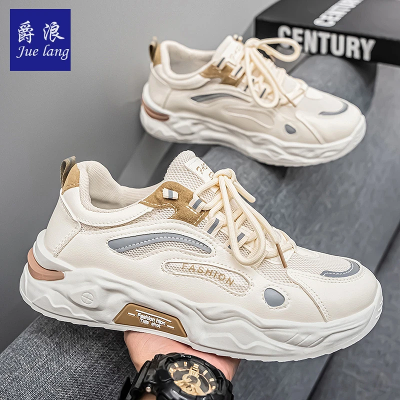 爵浪秋季2024新款休闲运动鞋男潮流老爹鞋青少年韩版百搭小白潮鞋