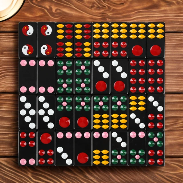 牌九天九骨牌太极八卦骨牌彩色实心骨牌加厚古牌老式大眼睛牌九牌