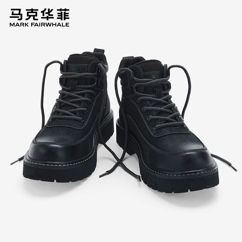 马克华菲马丁靴男款秋季男鞋新款真皮户外登山工装春秋百搭靴子男