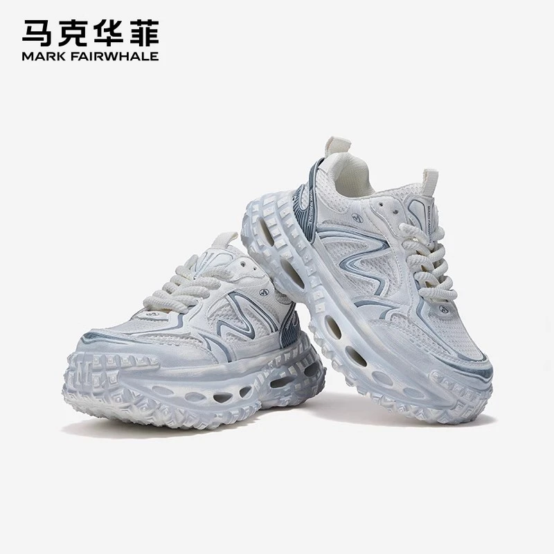 马克华菲厚底老爹鞋夏季新款男鞋透气网面休闲鞋厚底百搭老爹鞋男