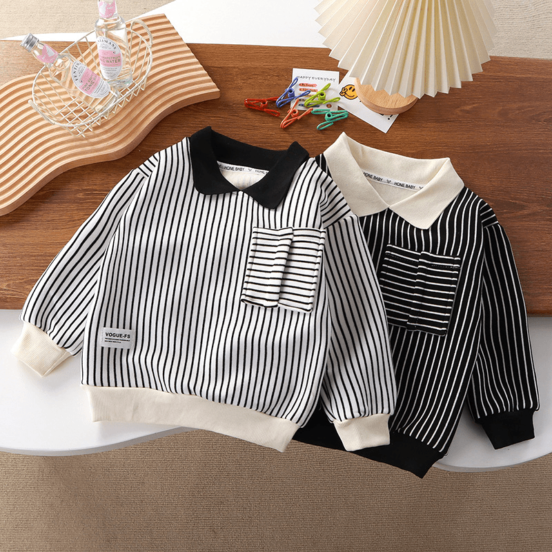 男童儿童条纹卫衣春秋POLO衫休闲中大小童长袖翻领韩版打底杉洋气