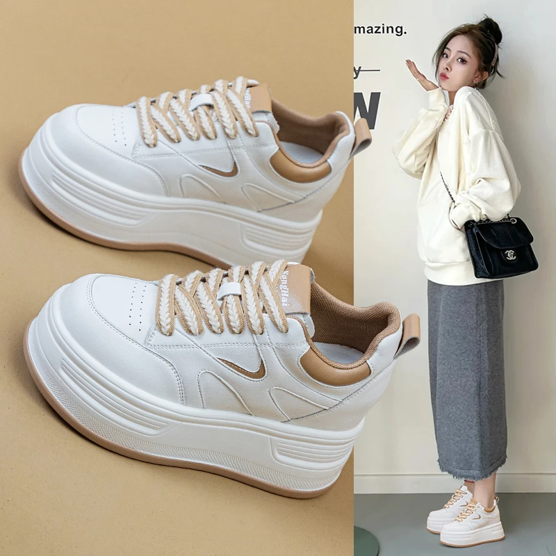 内增高8cm小白鞋女2025新款女鞋矮个子加绒厚底运动休闲板鞋潮鞋