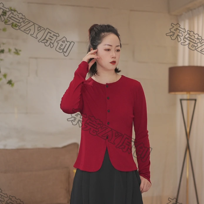 [1296]早秋新款时尚百搭藏肉显瘦休闲弹力前后两面穿女士毛针织衫