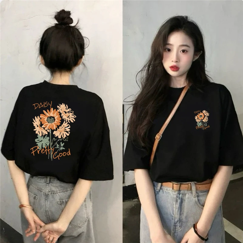 黑色显瘦正肩短袖t恤女夏季2025新款设计感宽松纯棉半袖体恤上衣