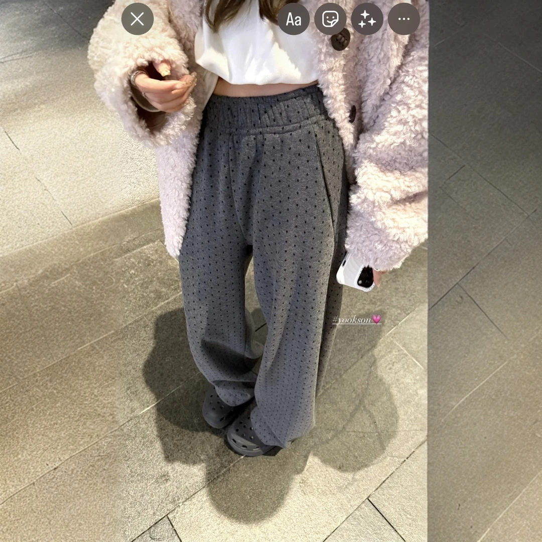 宅女香蕉裤 韩系慵懒 休闲阔腿裤女冬季百搭通勤长裤