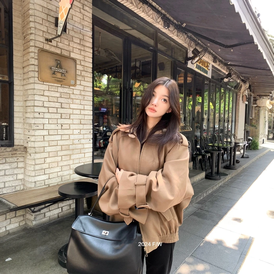 私服线【伦敦往事】 老钱风棕色外套秋季风衣夹克短款