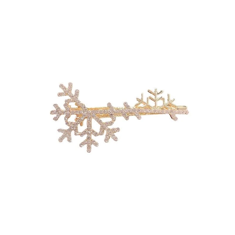 水钻雪花发饰女高级感刘海侧边夹子金属发夹发卡甜美百搭圣诞头饰
