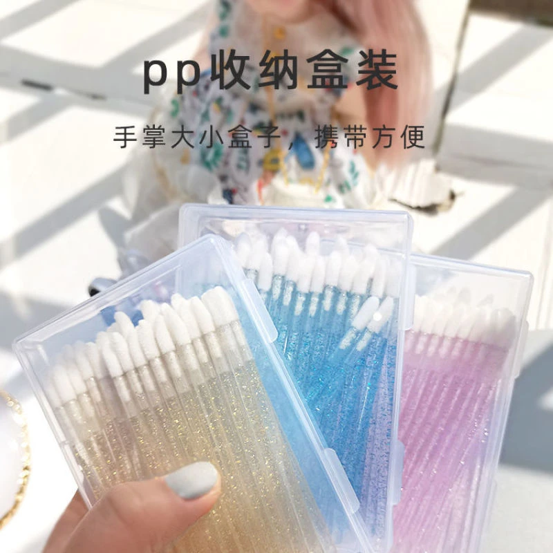 一次性唇刷棒 盒装口红刷 便携涂唇釉刷 美睫棉签清洁棒化妆刷