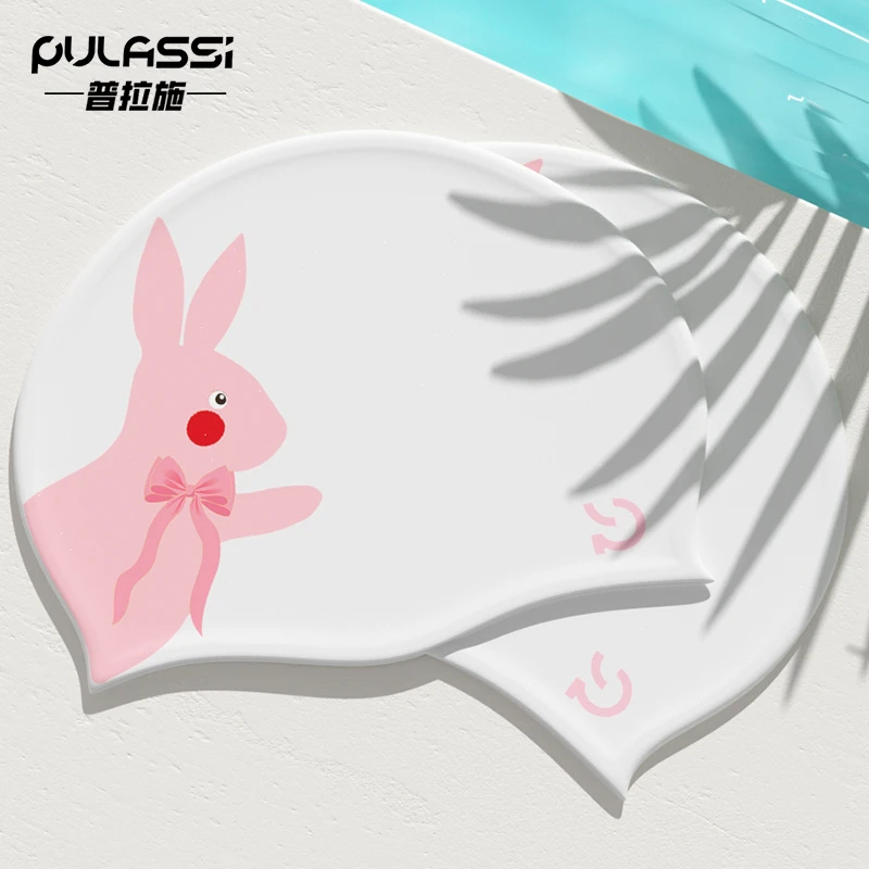 儿童泳帽卡通可爱防水不勒头男童硅胶游泳帽女童宝宝女孩防晒帽子