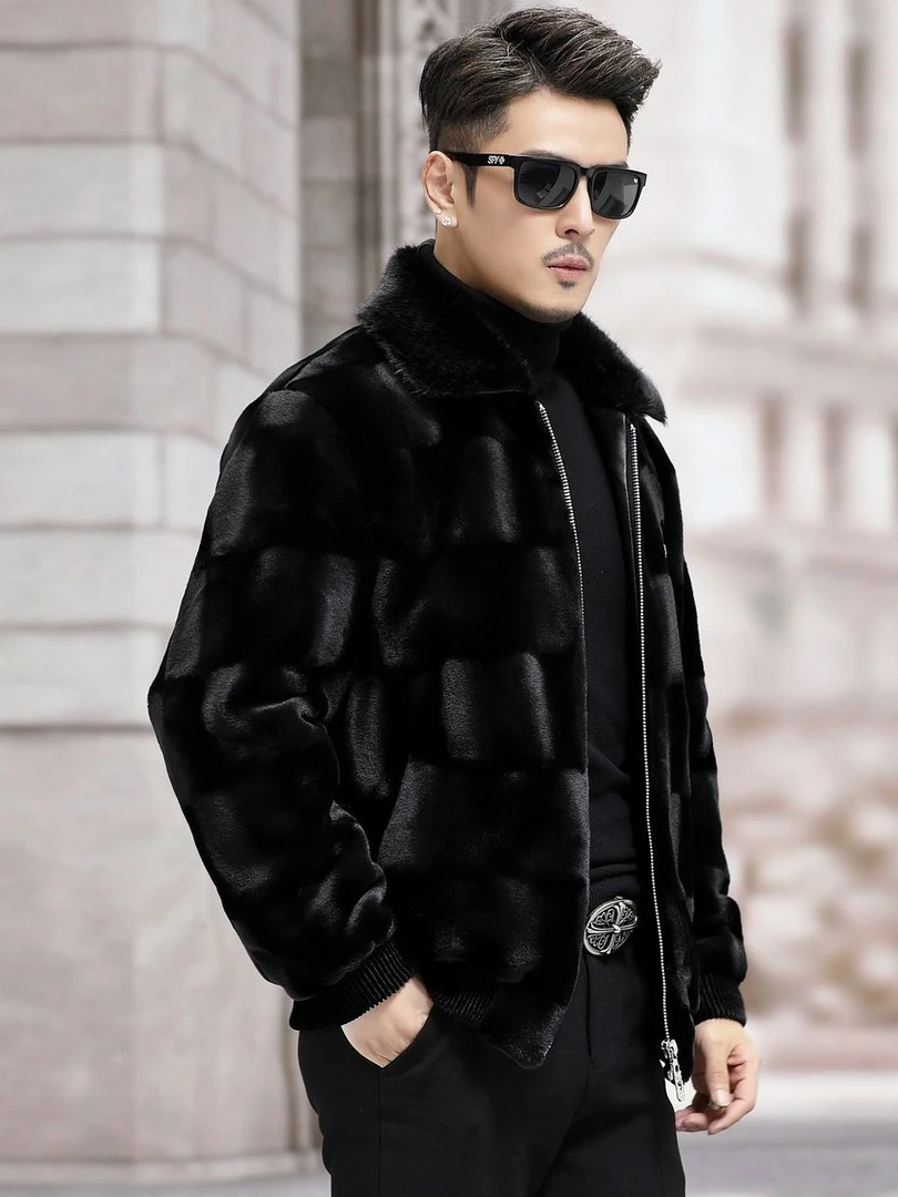 依依新款 梵诗顿·保罗 保暖夹克冬季加绒加厚翻领貂绒外套-A022