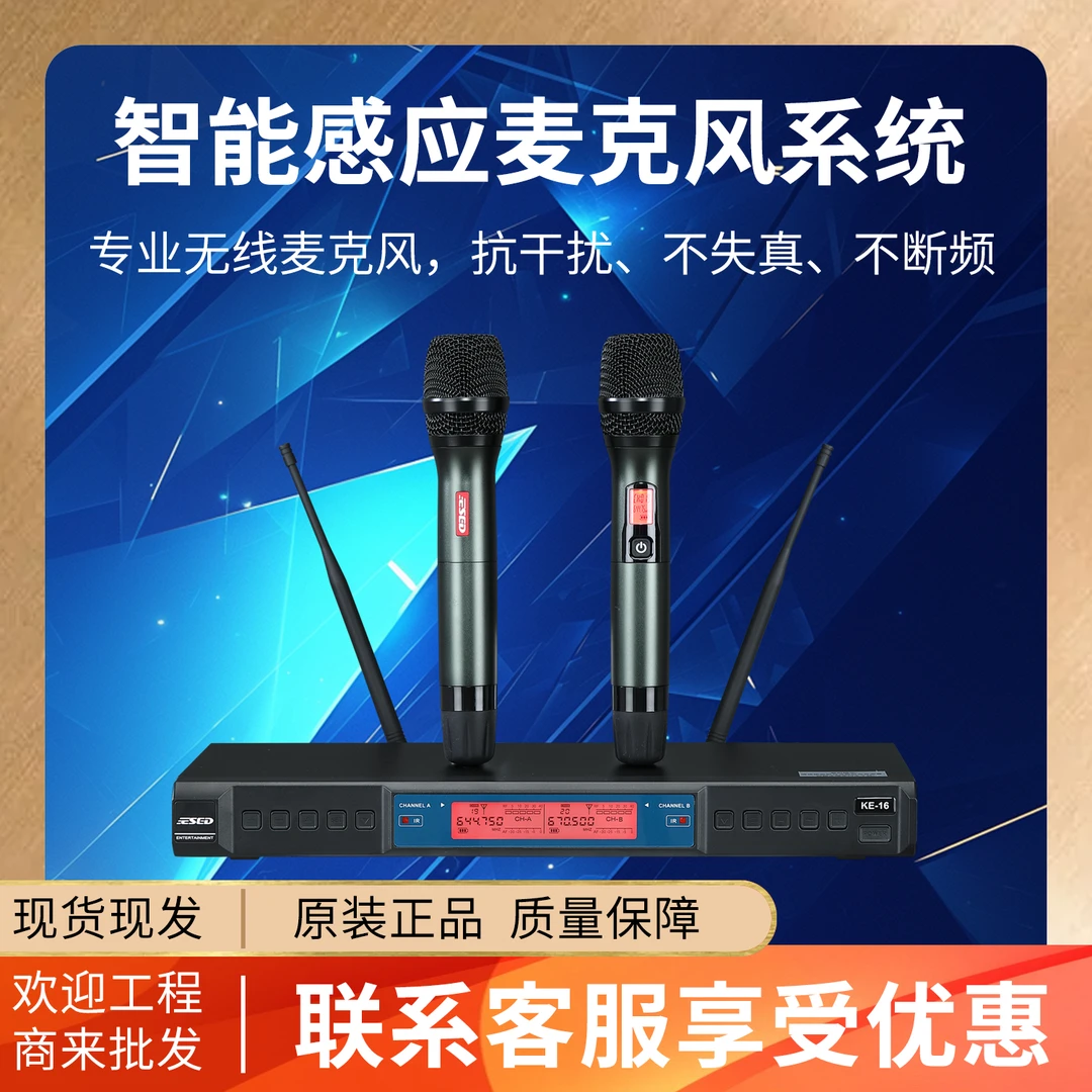 KE-16无线专业手持唱歌一拖二声卡麦克风k歌调频演讲舞台演出会议