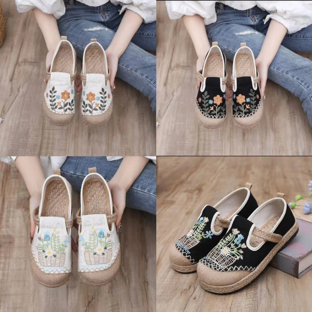 断码福利孤品清仓一脚蹬休闲布鞋民族风老北京布鞋百搭绣花鞋