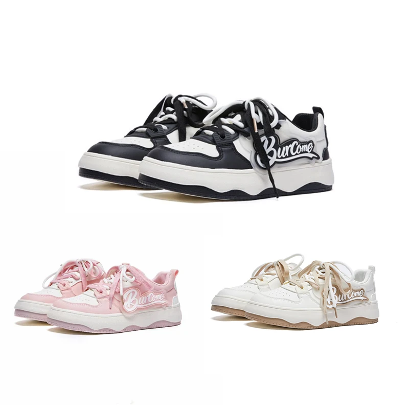 黑白熊猫鞋2025新款春季设计感鞋子百搭小众原创鞋韩版厚底板鞋女