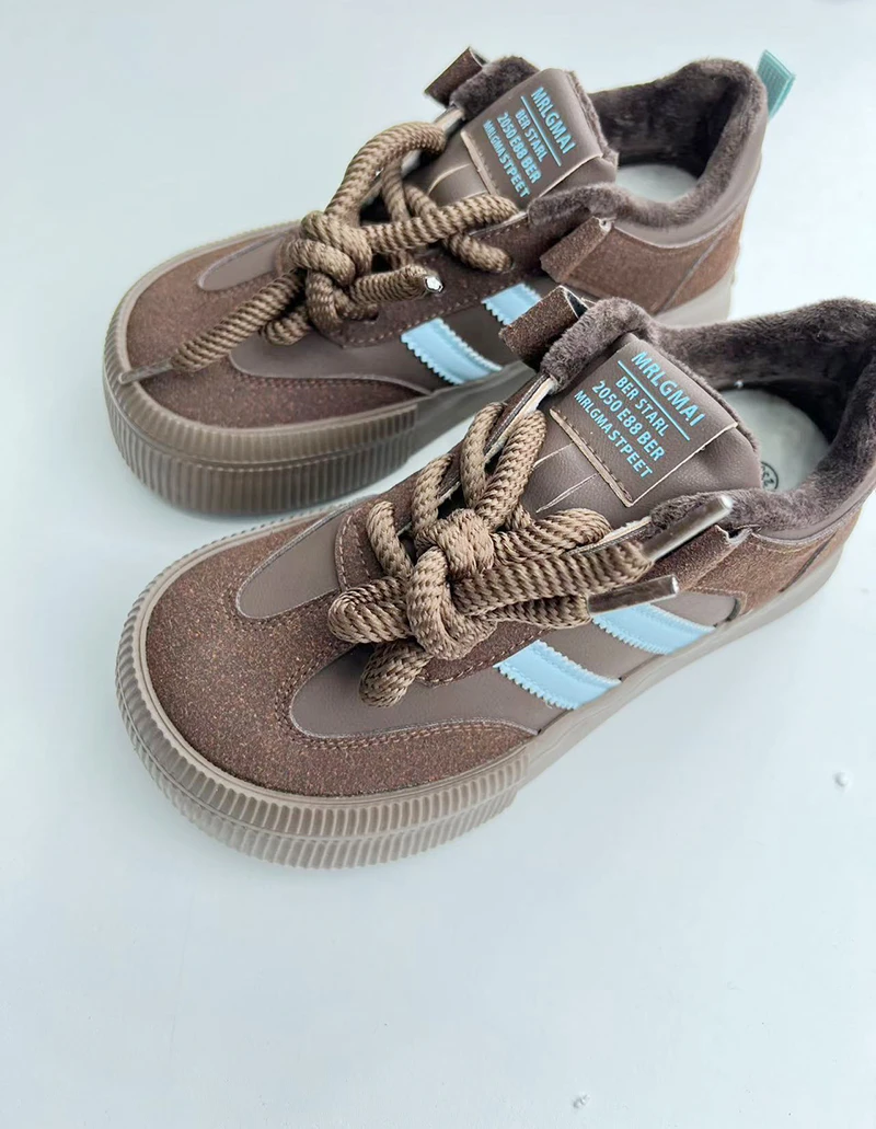 冬季保暖二棉鞋复古德训板鞋女加绒休闲帆布鞋韩版芒果头板鞋