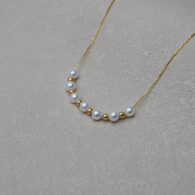 海水珍珠4-5mm微笑脸G18K链带定位球可任意定位强光可调节气质