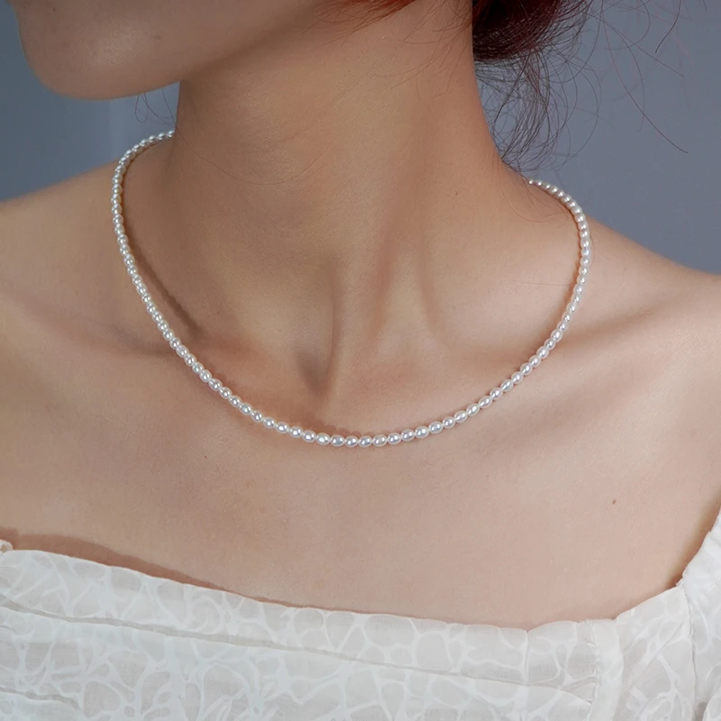 (微巴洛克强光)淡水珍珠3-4mm小米珠