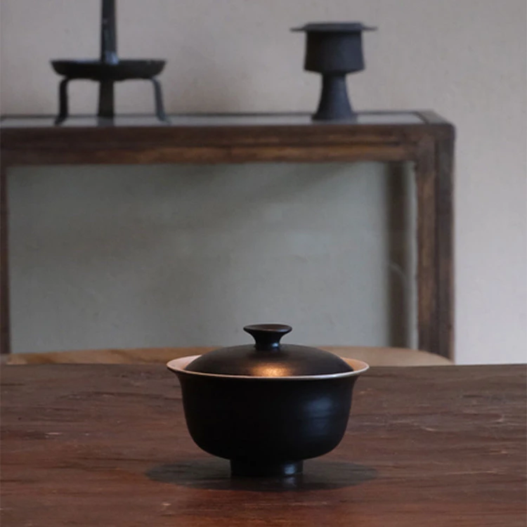 【溪元茶事】盖碗黑色圆满乌龙盖碗110毫手工艺器