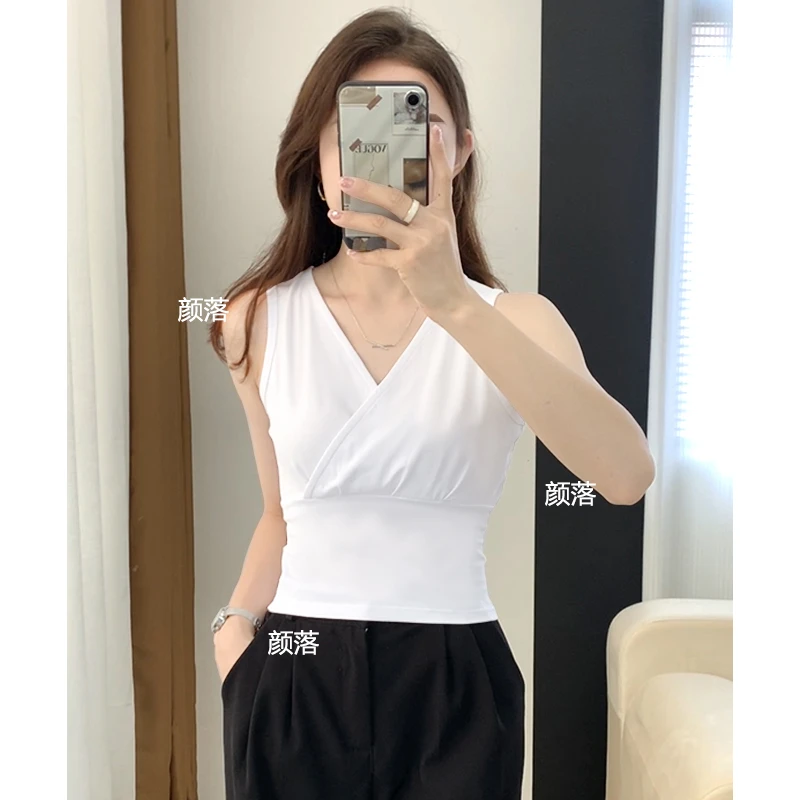 2025新款交叉v领吊带背心女内搭设计感夏季外穿性感打底修身上衣